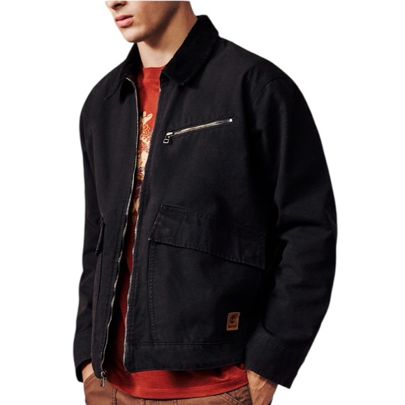 Timberland Stafford Washed Canvas Jacket Mens XL Black Corduroy Collar New - Picture 4 of 8
